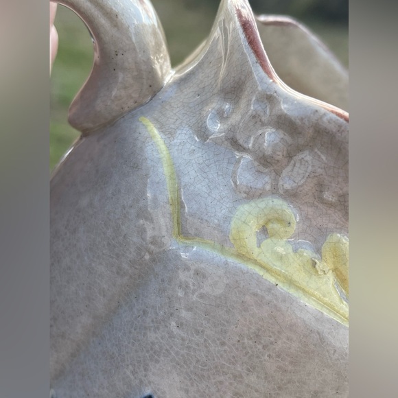 Rare 1880s Antique Victorian English Majolica Pitcher Cream w Lovely Flowers 🌺 - Picture 7 of 17